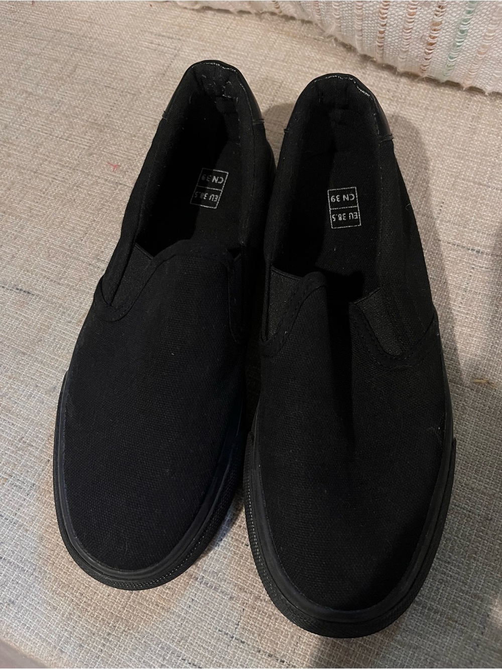 Black Slip-On Canvas Flats